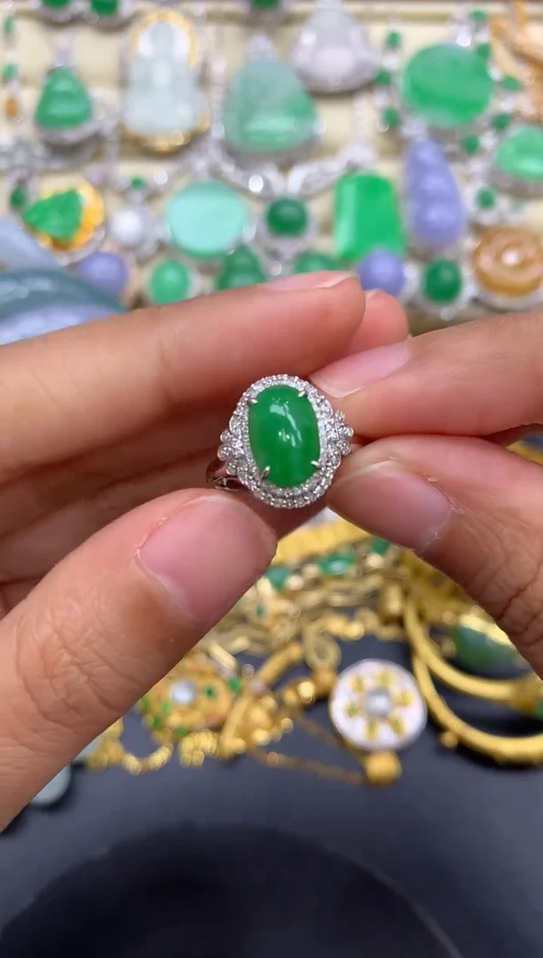 【闪购商品】翡翠戒指18K金镶嵌80-中国好珍宝