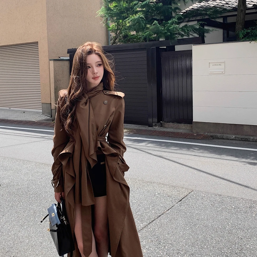 bbr英剧风衣高级感裙摆风衣外套女秋法式自有调性的不对称短风衣