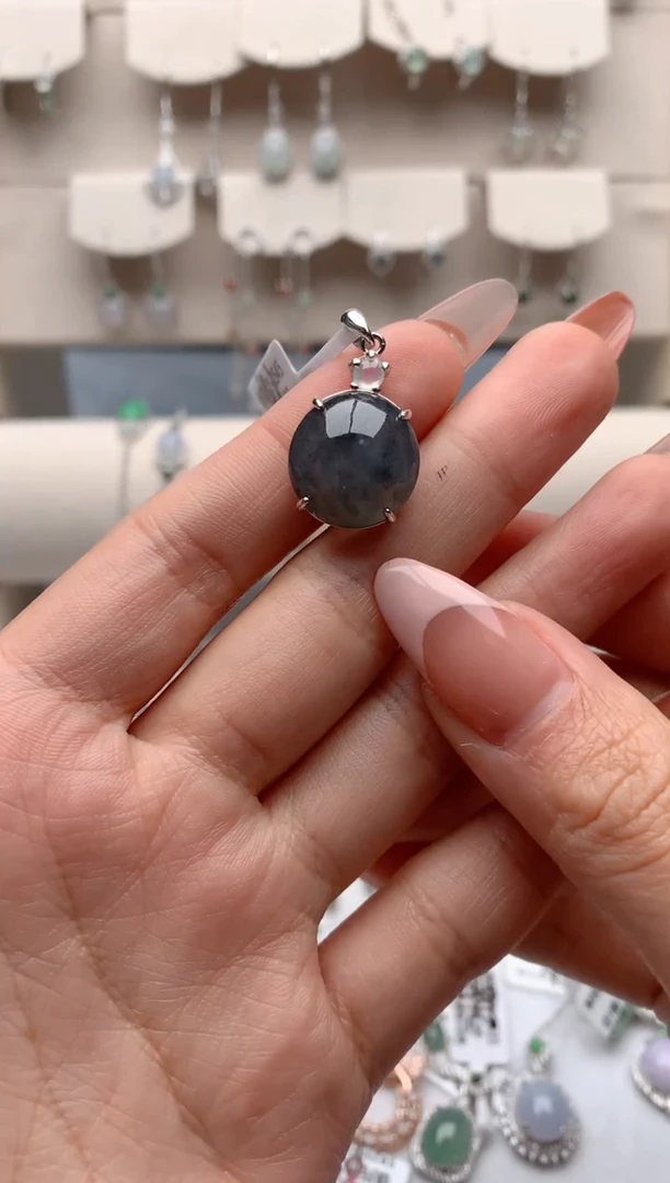 【闪购商品】翡翠吊坠(不含链)银S925镶嵌3号