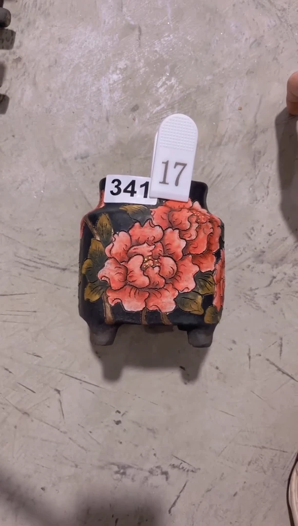 摆件A****17陶花岛花盆罐—手工痕迹默认，大小会有1-2公分误差