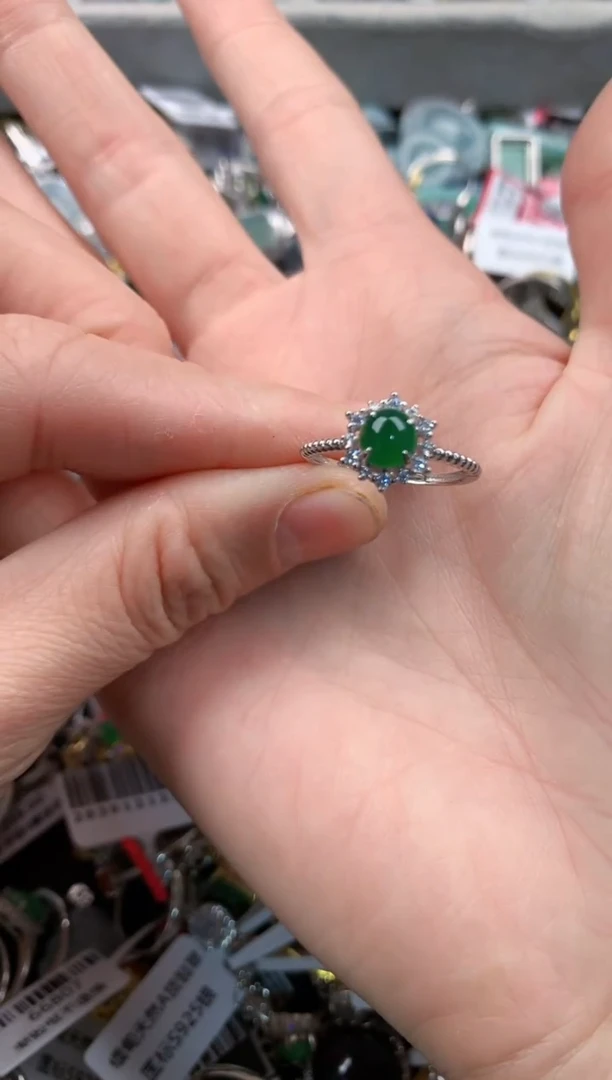 银S925镶嵌戒指翡翠1                         5