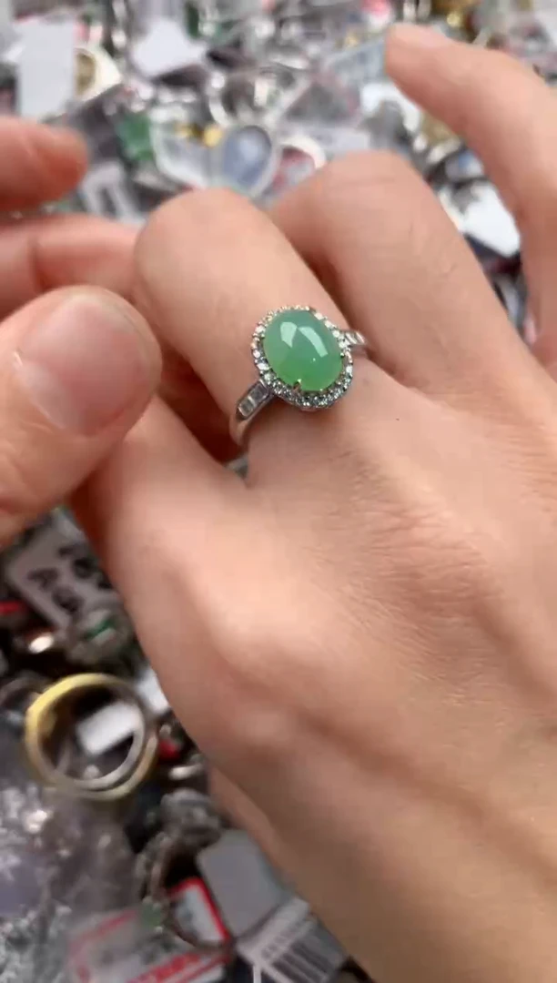 银S925镶嵌戒指翡翠888   1