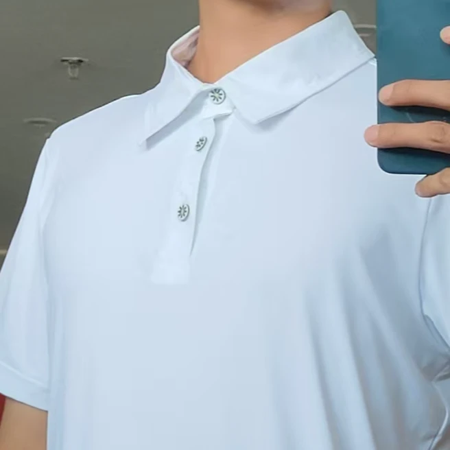 夏季纯色常规时尚Polo衫白色免烫休闲薄款男款短袖