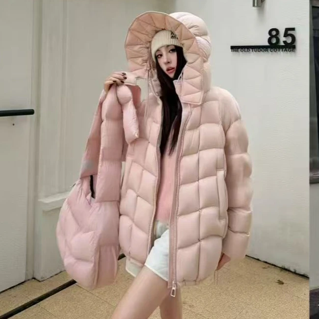 【极寒暖芙】欧款花苞帽时尚百搭90白鸭绒羽绒服