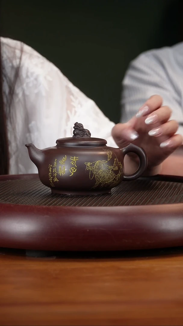 茶壶紫砂38ZST瑞兽 老紫泥300cc