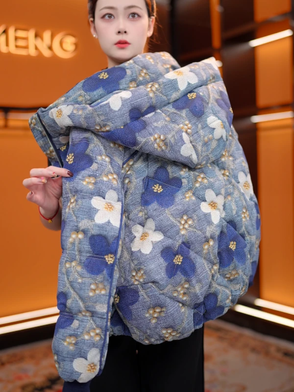 [极寒臻选鸭绒]25年冬岚寄笺加厚保暖外套时髦连帽白鸭绒羽绒服女