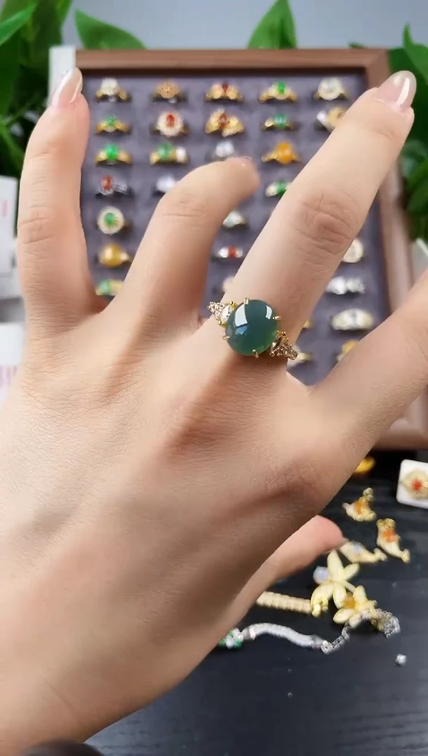 银S925镶嵌戒指翡翠12