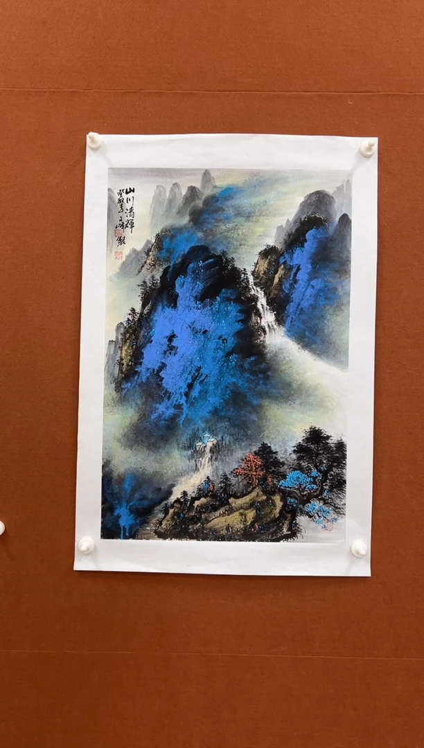 国画李文峰四尺三开泼彩