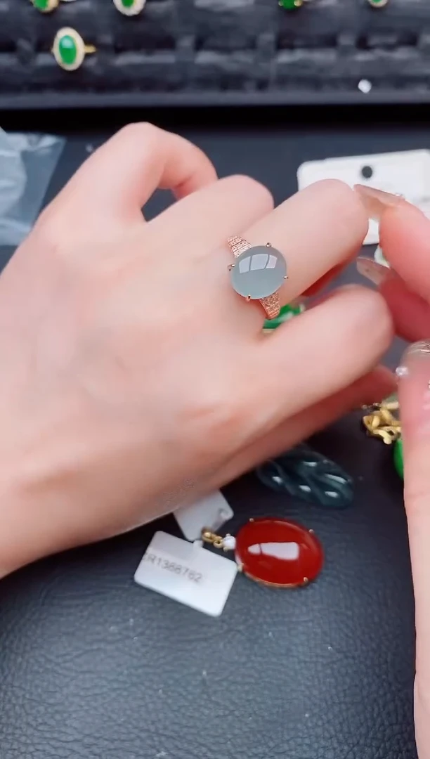 翡翠戒指银S925镶嵌天然a货翡翠452