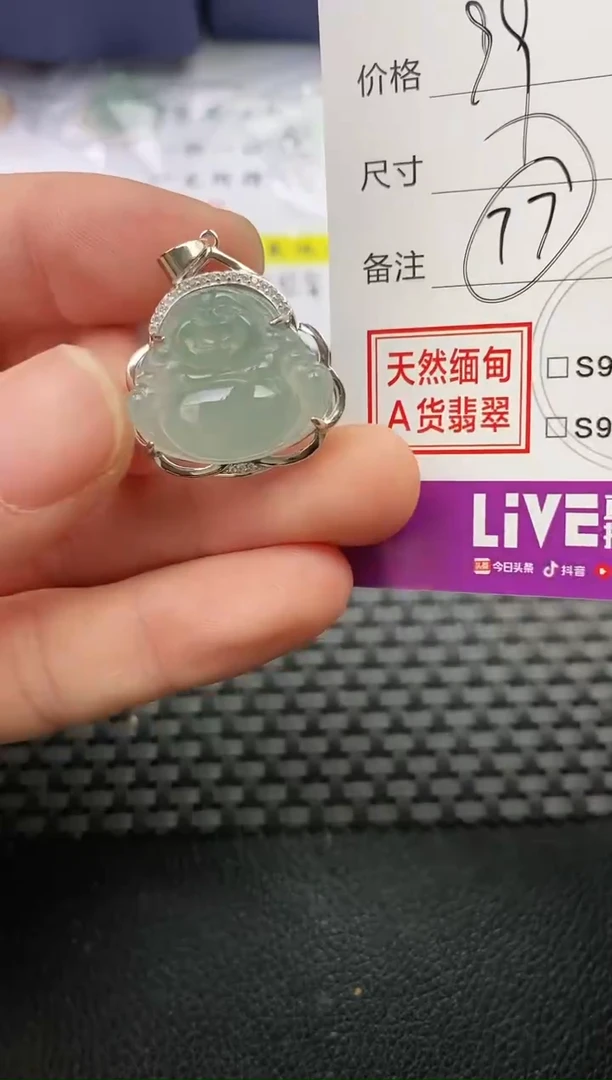颈饰银S925镶嵌翡翠梅*籽挂件
