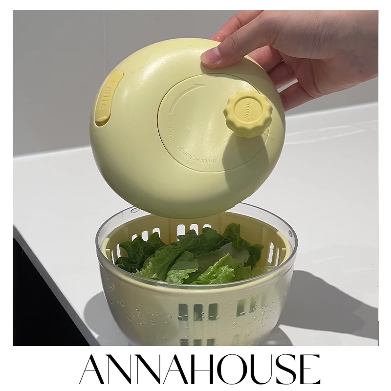 ANNAHOUSE抱抱脱水器水果沙拉甩水神器手动甩干机甩菜器沥水ZXX