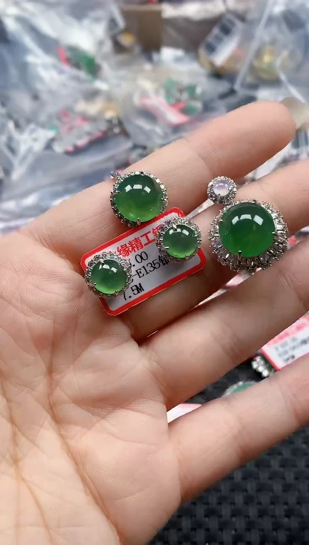 银S925镶嵌戒指翡翠天然A货缅甸翡翠天然A货缅甸翡翠