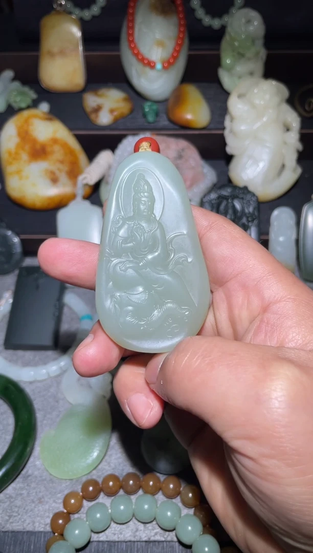 吊坠(不含链)未镶嵌和田玉和田玉普贤菩萨