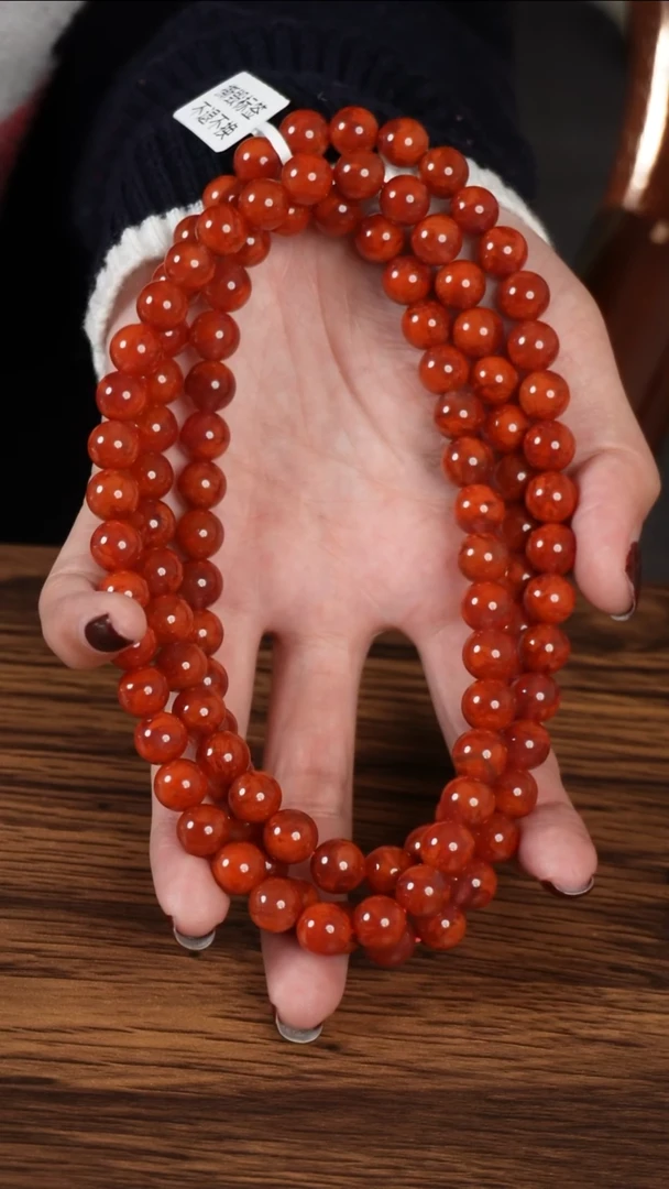 未镶嵌手串南红玛瑙S火焰圆珠多圈8.5M