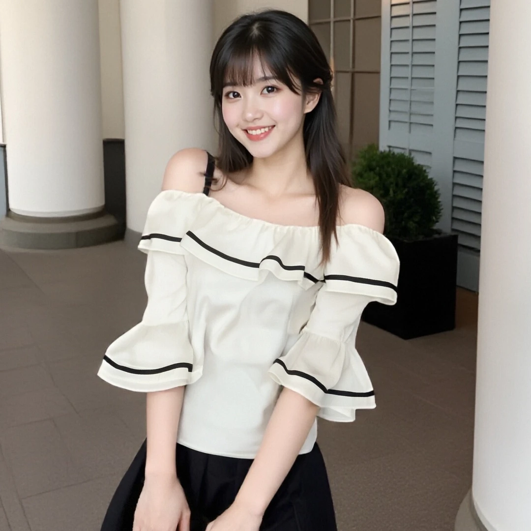 唐狮荷叶边常规款一字领打底衫蕾丝长袖拼接123221013904101