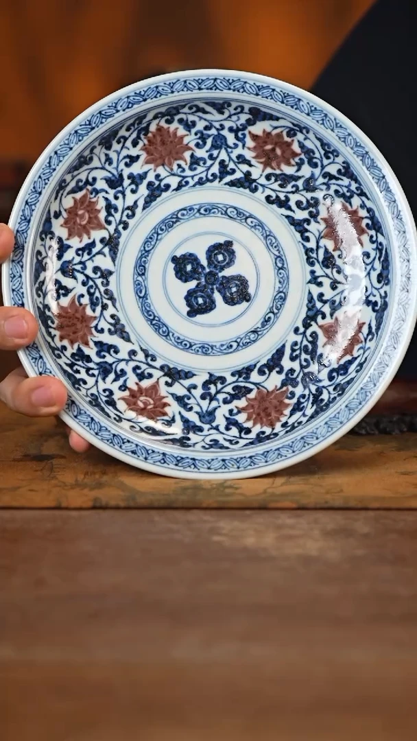 杯古蓝堂 青花釉里红缠枝莲壶承