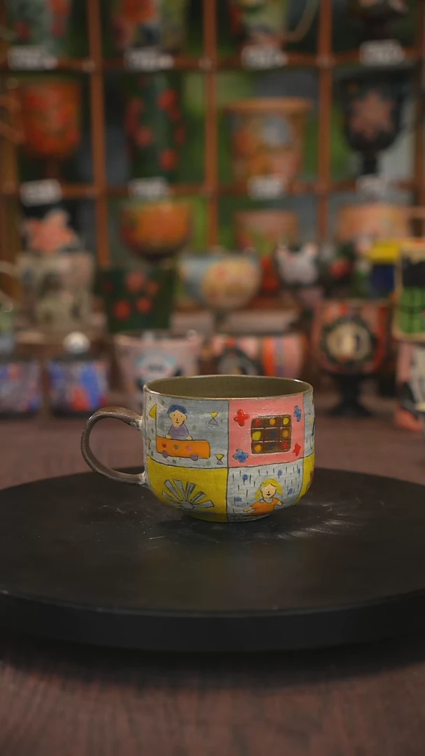 紫砂油画手绘釉下彩脏脏杯