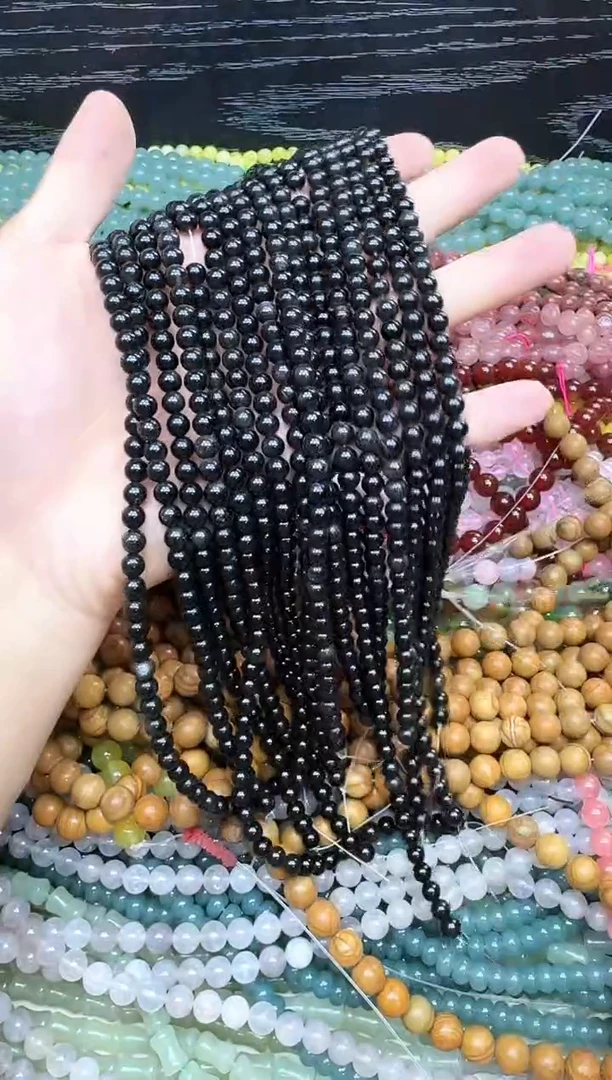 玛瑙/玉髓散珠未镶嵌黑曜石6mm