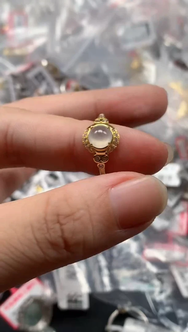 银S925镶嵌戒指翡翠天然A货缅甸翡翠