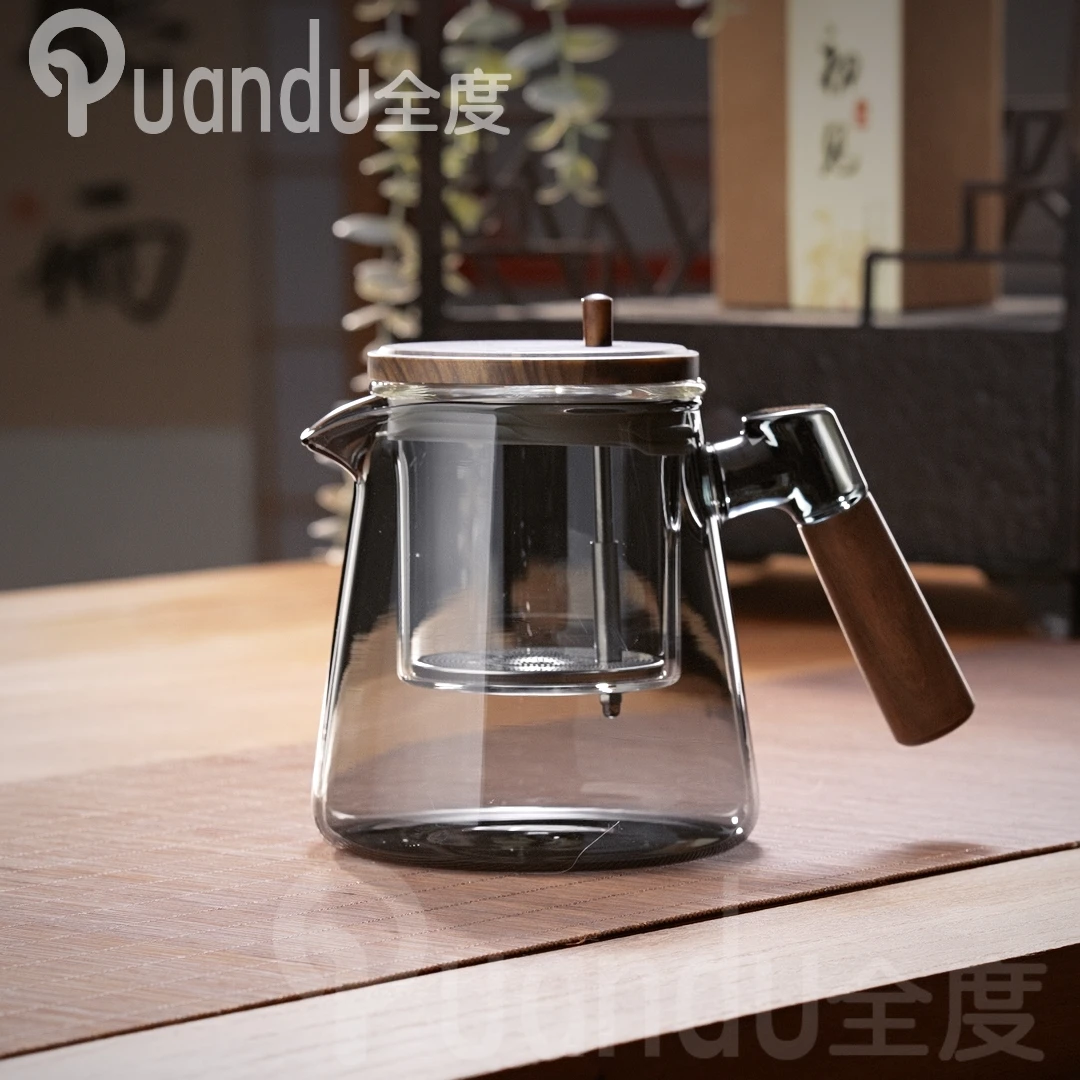 玻璃飘逸杯泡茶壶茶水分离耐高温玻璃内胆按压一键过滤茶具飘逸杯