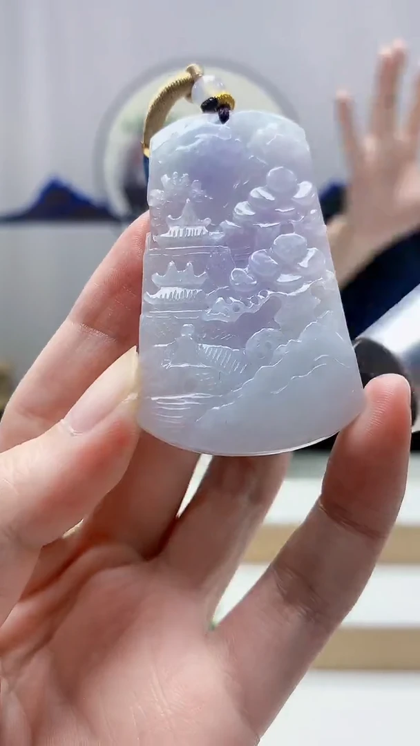 未镶嵌定制翡翠4688zm-毛货挂件103山水