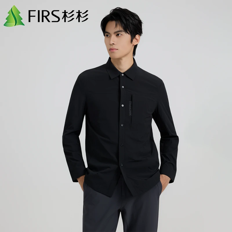 杉杉男士经典翻领商务休闲夹克秋季新款衬衫式上衣速干透气外套