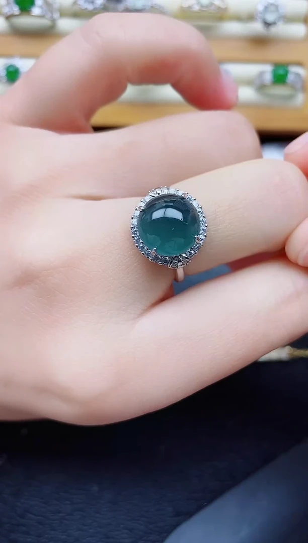 银S925镶嵌戒指翡翠1