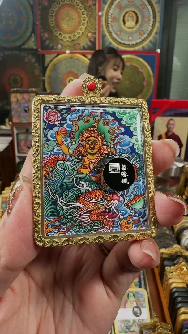 吊坠 壹善缘城手绘唐卡黄c双面送防水壳