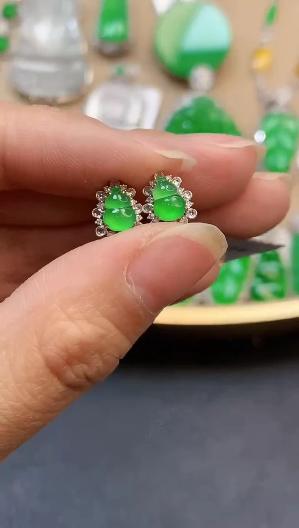 【闪购商品】翡翠耳饰18K金镶嵌3224