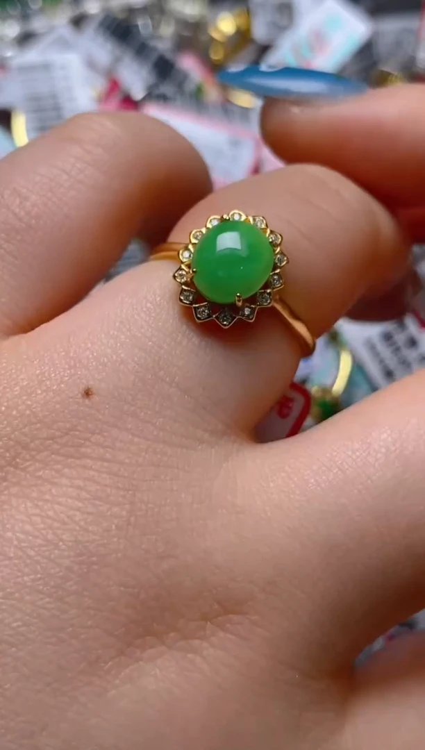 银S925镶嵌戒指翡翠百内无证书