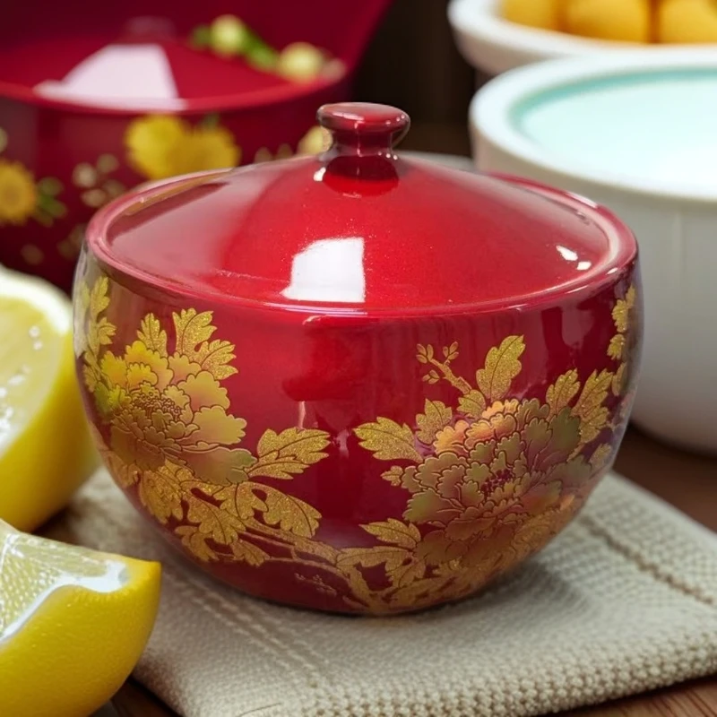 【周周严选】花开富贵水晶红釉储物罐（3斤）