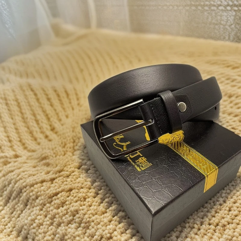 意大利进口头层牛皮男士腰带自动扣针扣3.5宽