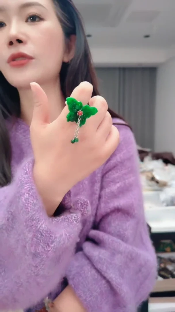 颈饰合金石英质玉0532蝴蝶戒指
