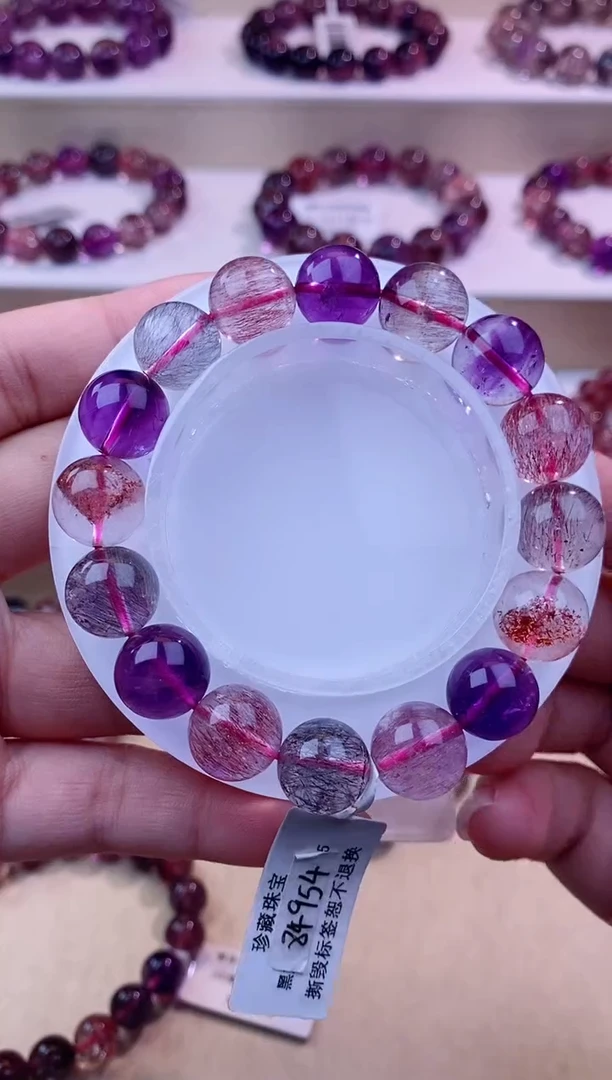 未镶嵌手串发晶黑加仑超七12m+