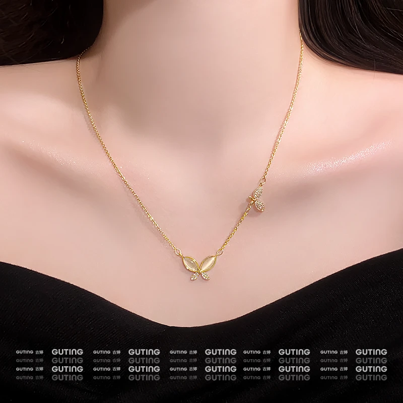 铜合金合成锆石项链 6182超仙蝴蝶项链女春夏蝴蝶吊坠颈链锁骨链