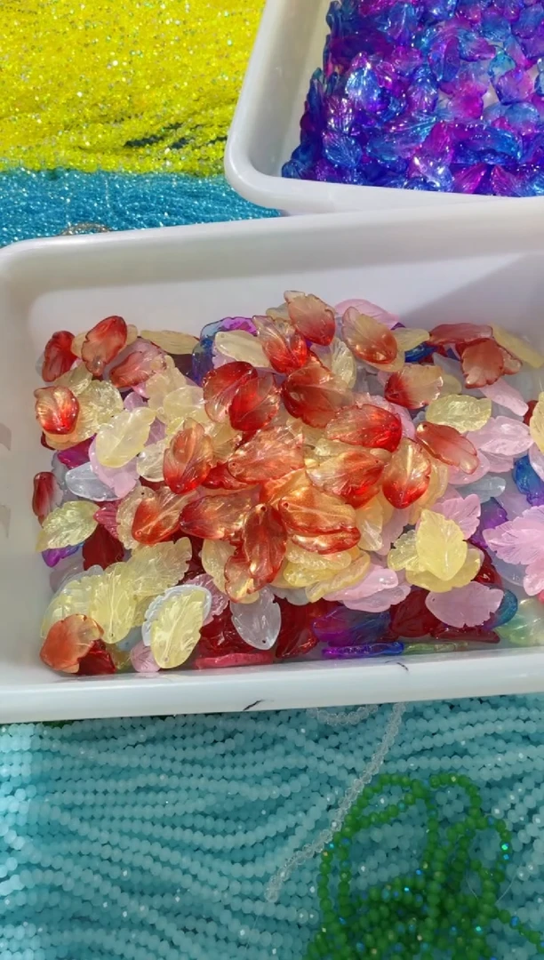 C023琉璃大叶片100颗混色