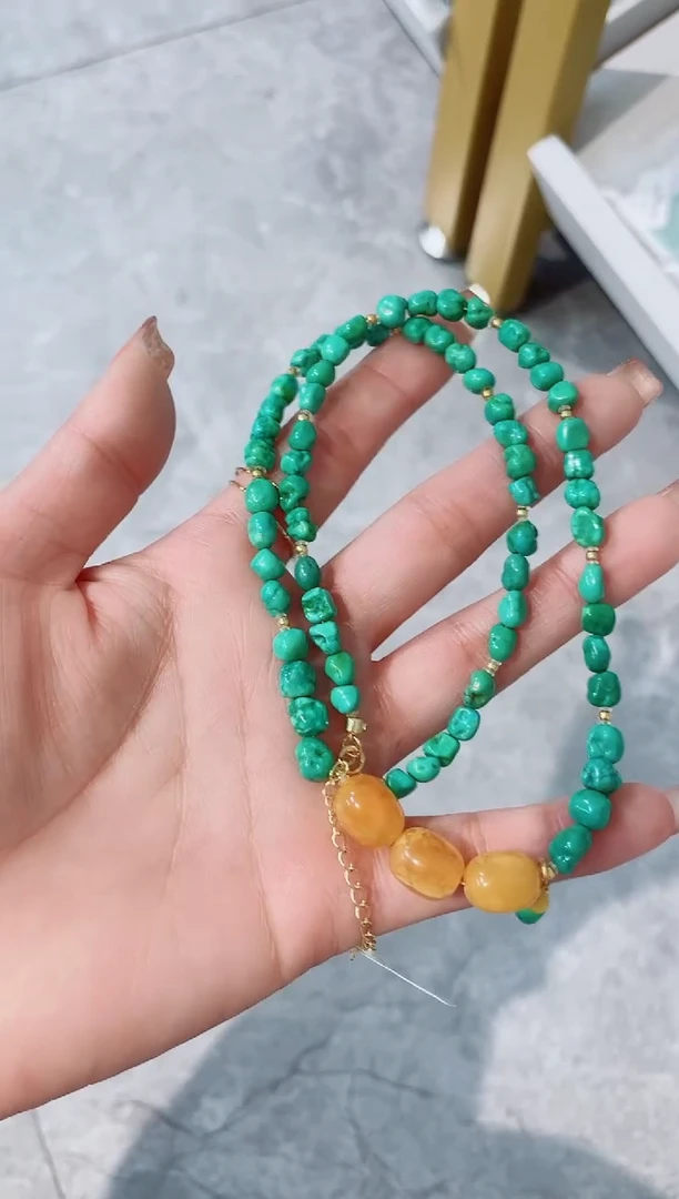 绿松石未镶嵌项链发货一件