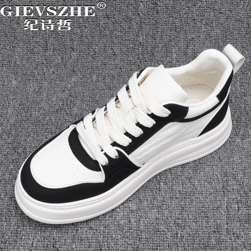 纪诗哲男鞋百搭轻奢透气运动鞋子男款潮流厚底休闲鞋压花时尚板鞋