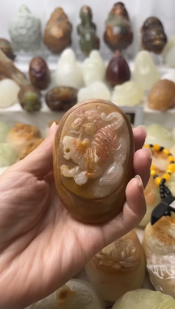 石材方解石棉纹正常不退换虎微瑕