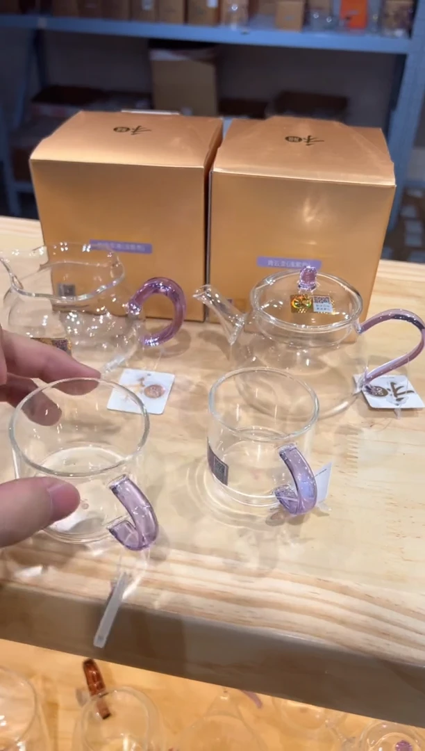 禾器-纳福茶海-浅紫色+青云壶浅紫+逸杯浅紫2只