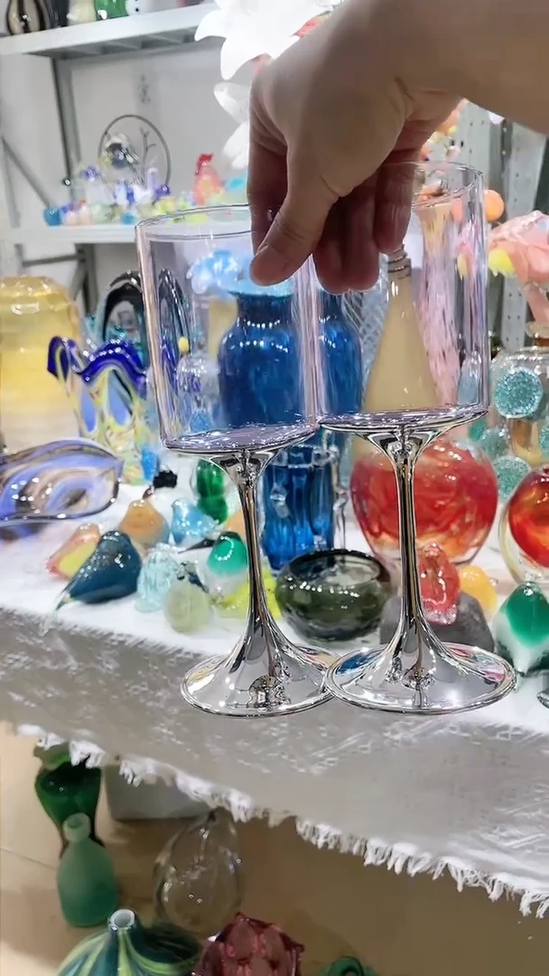 【闪购商品】高硼硅玻璃2只紫银高脚杯