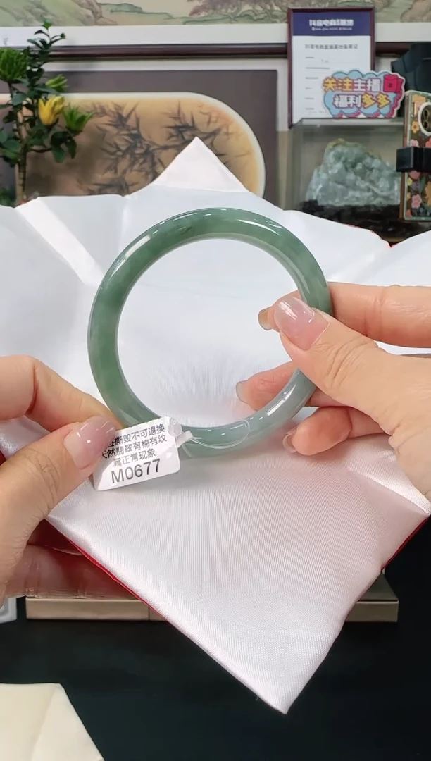 未镶嵌手镯翡翠M0677圆条54