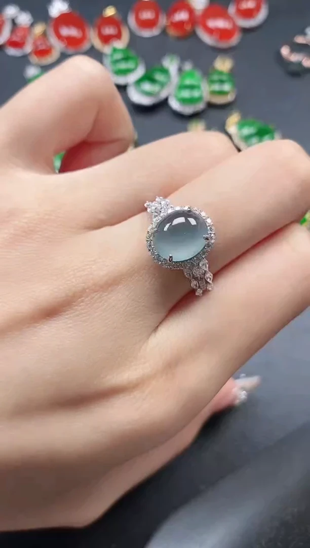 银S925镶嵌戒指翡翠51151