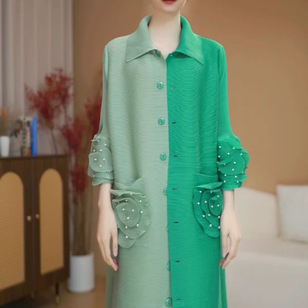 【现货】2025冬季新款气质优雅褶皱女连衣裙长袖大码