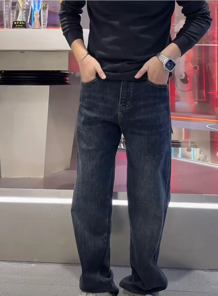 温柔瑶-男装冬季福利#加绒港风直筒裤#9097（31码裤长105腰围80）