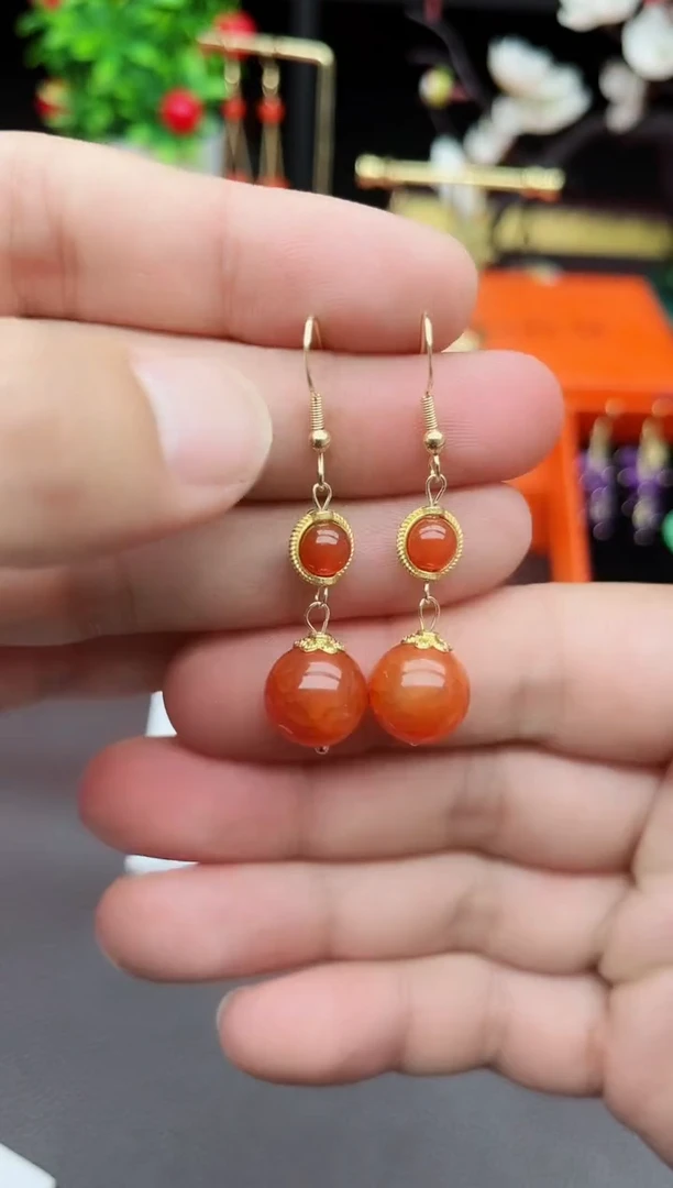 玛瑙/玉髓耳饰银S925镶嵌539000