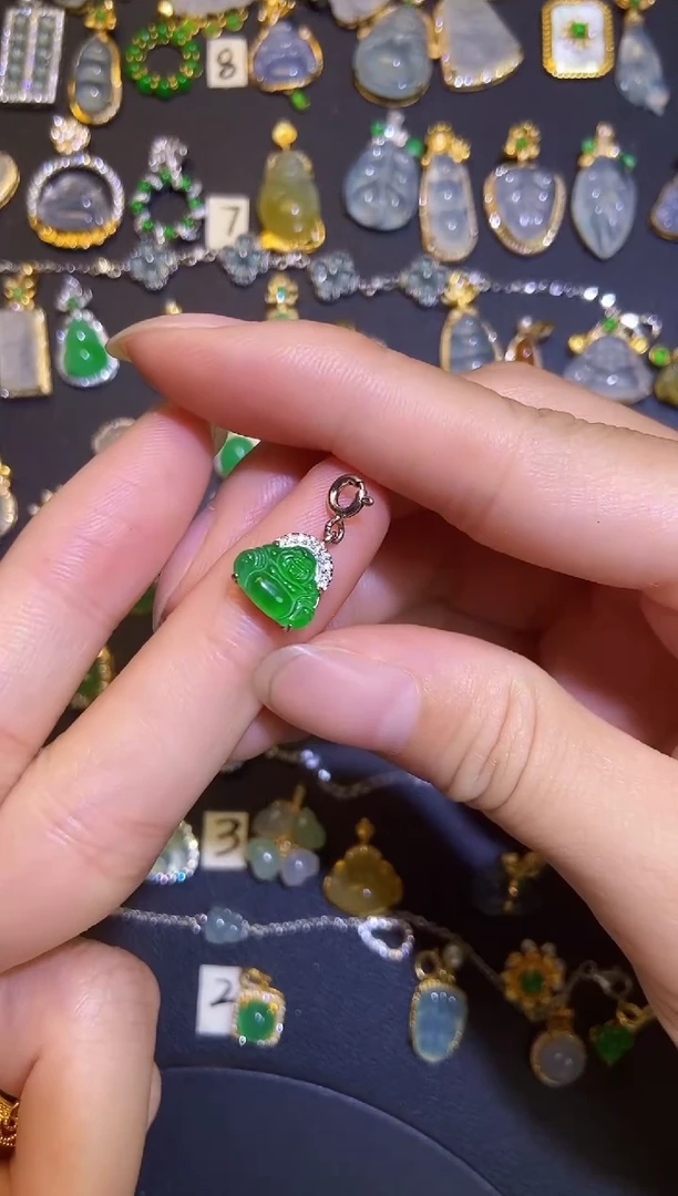 翡翠银S925镶嵌吊坠(不含链)1