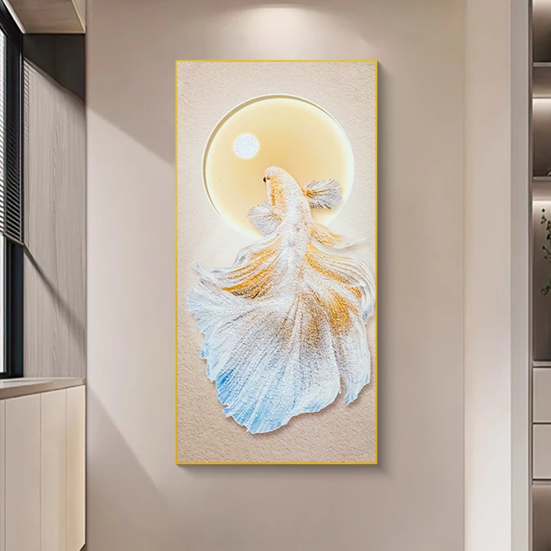 益师傅关镶钻装饰画锦鲤玄幻大气走廊轻奢进门过道挂画锦鲤80160