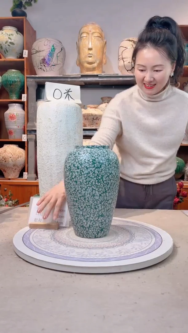 瓶陶瓷花瓶  微瑕 无花  影青雪 中号
