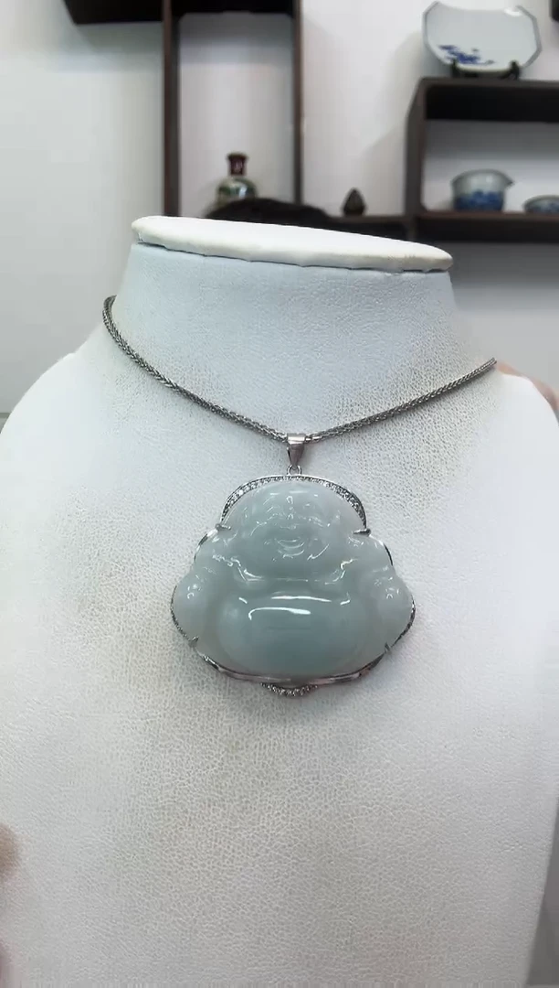 吊坠(赠链)银S925镶嵌翡翠佛公